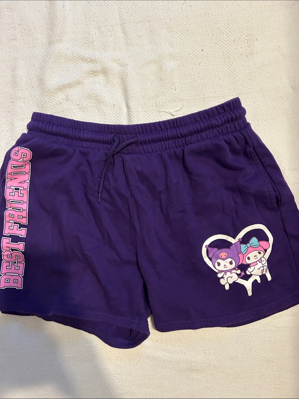 Sanrio Purple 'Best Friends' Athletic Shorts with Pink Accent
